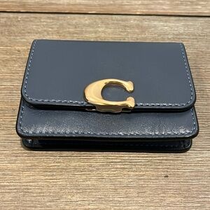 Coach Bandit Card Case - Refined Calf Leather/Brass/Dark Navy